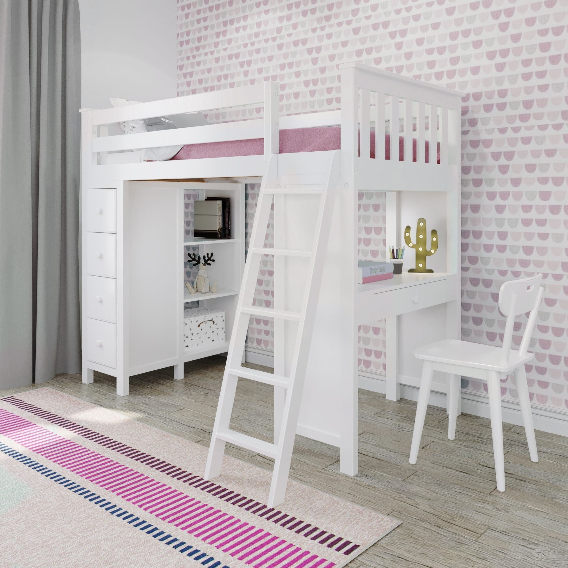 Ambire - High Loft Bed With Ladder, Desk And Storage