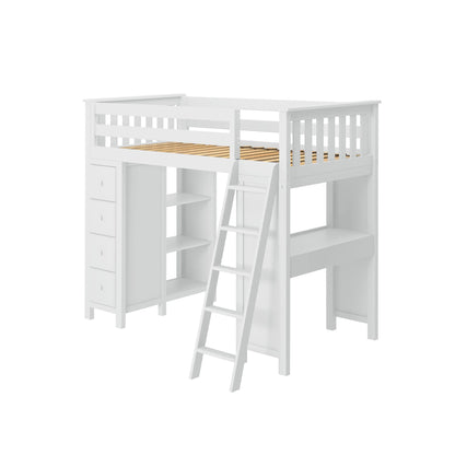 Ambire - High Loft Bed With Ladder, Desk And Storage