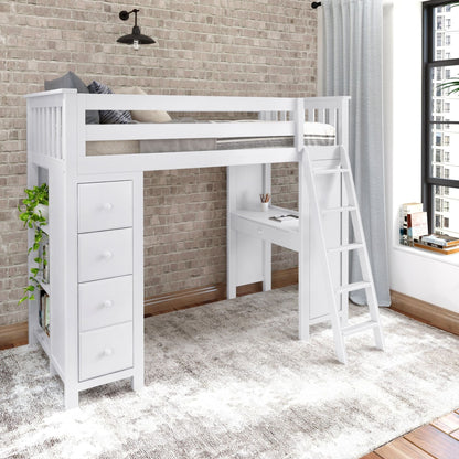 Ambire - High Loft Bed With Ladder, Desk And Storage