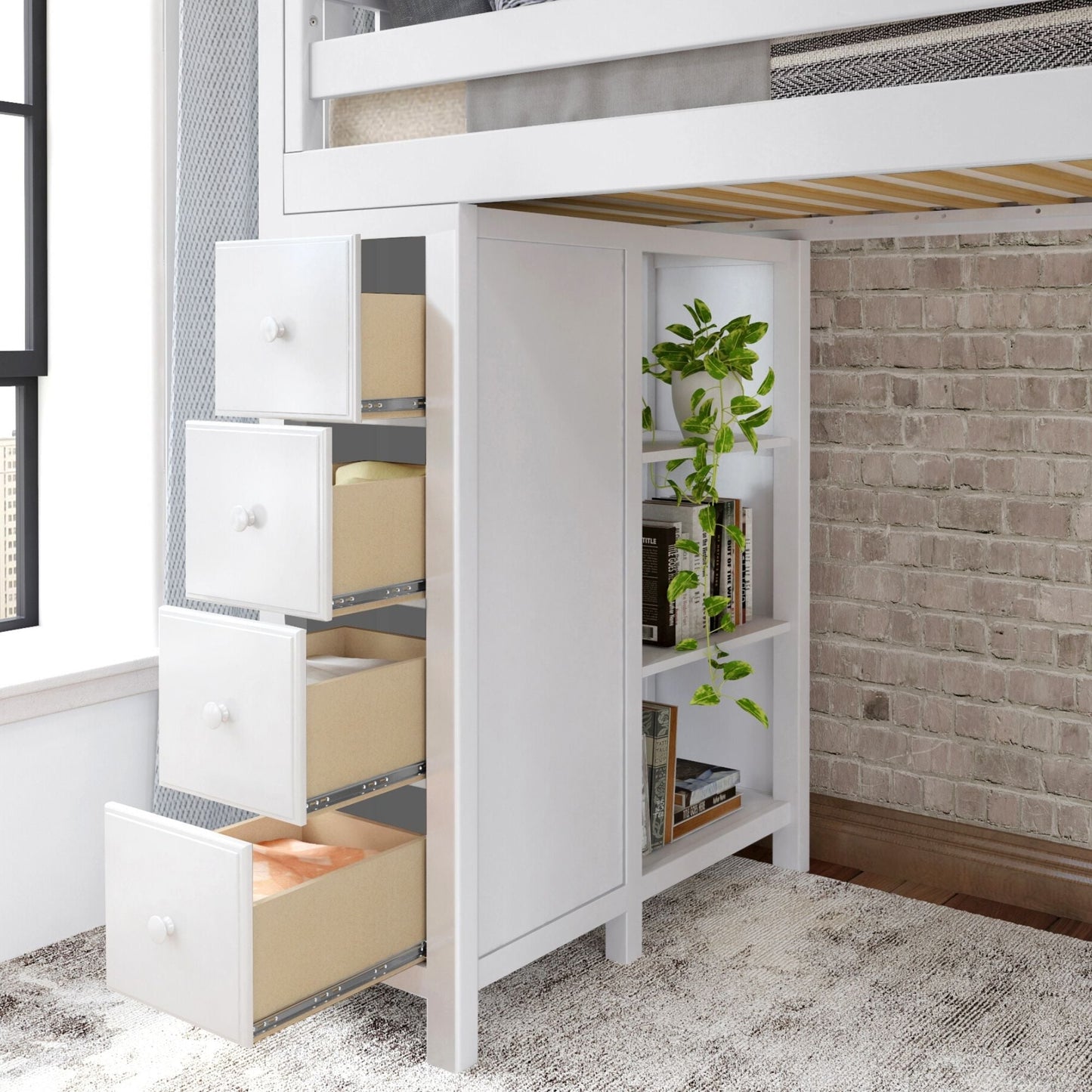 Ambire - High Loft Bed With Ladder, Desk And Storage