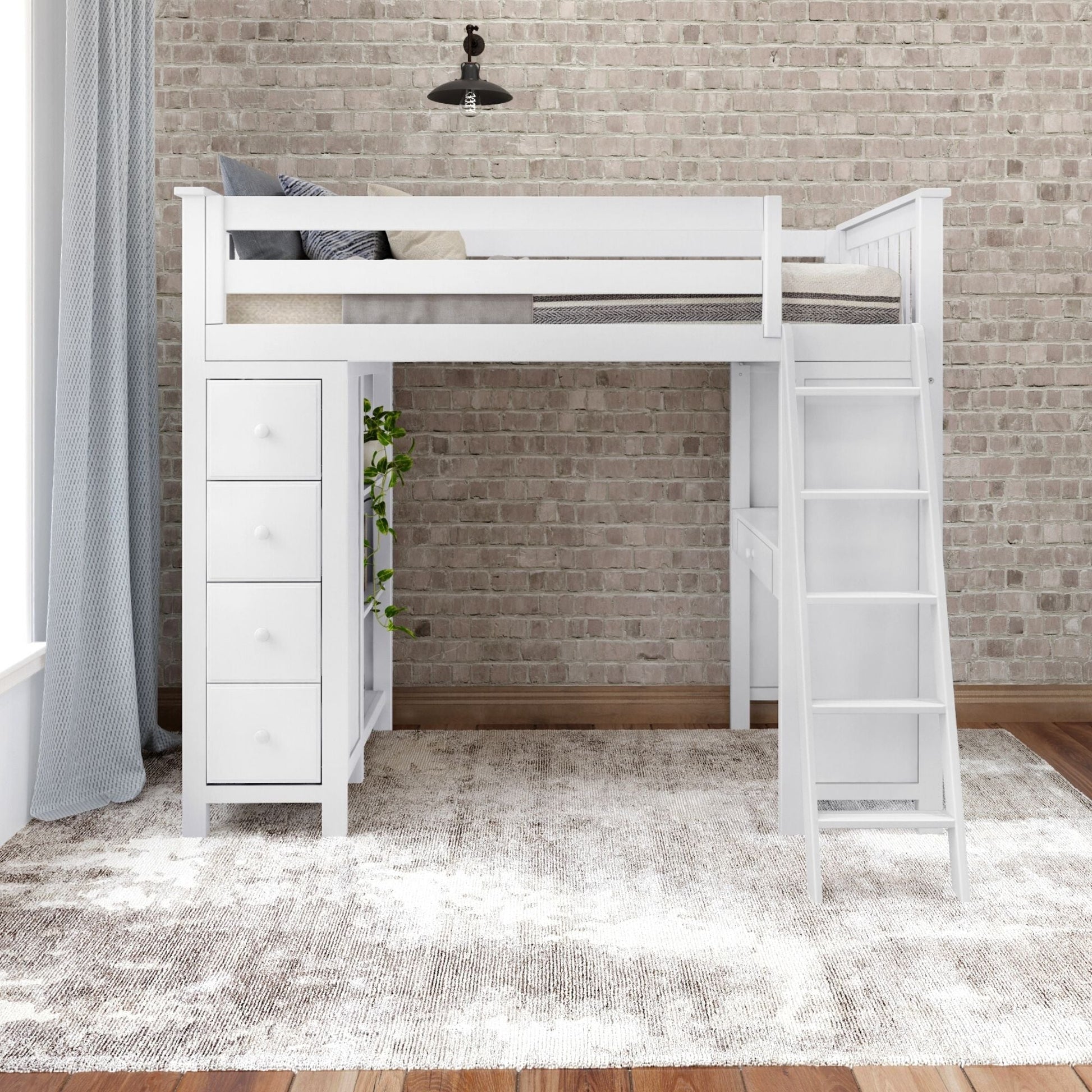 Ambire - High Loft Bed With Ladder, Desk And Storage