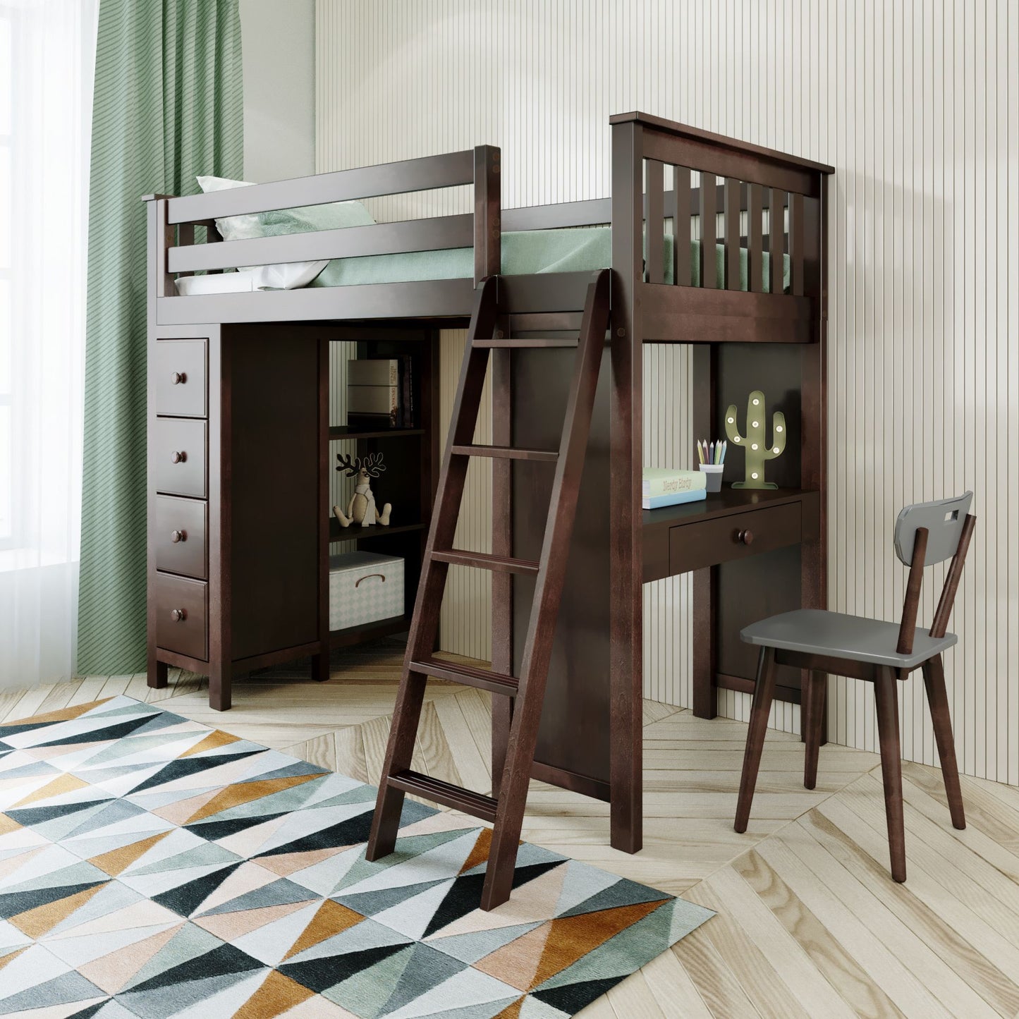 Ambire - High Loft Bed With Ladder, Desk And Storage