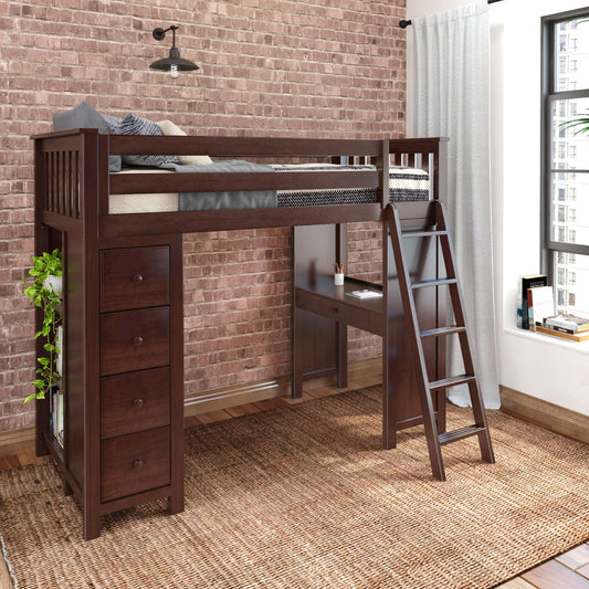 Ambire - High Loft Bed With Ladder, Desk And Storage
