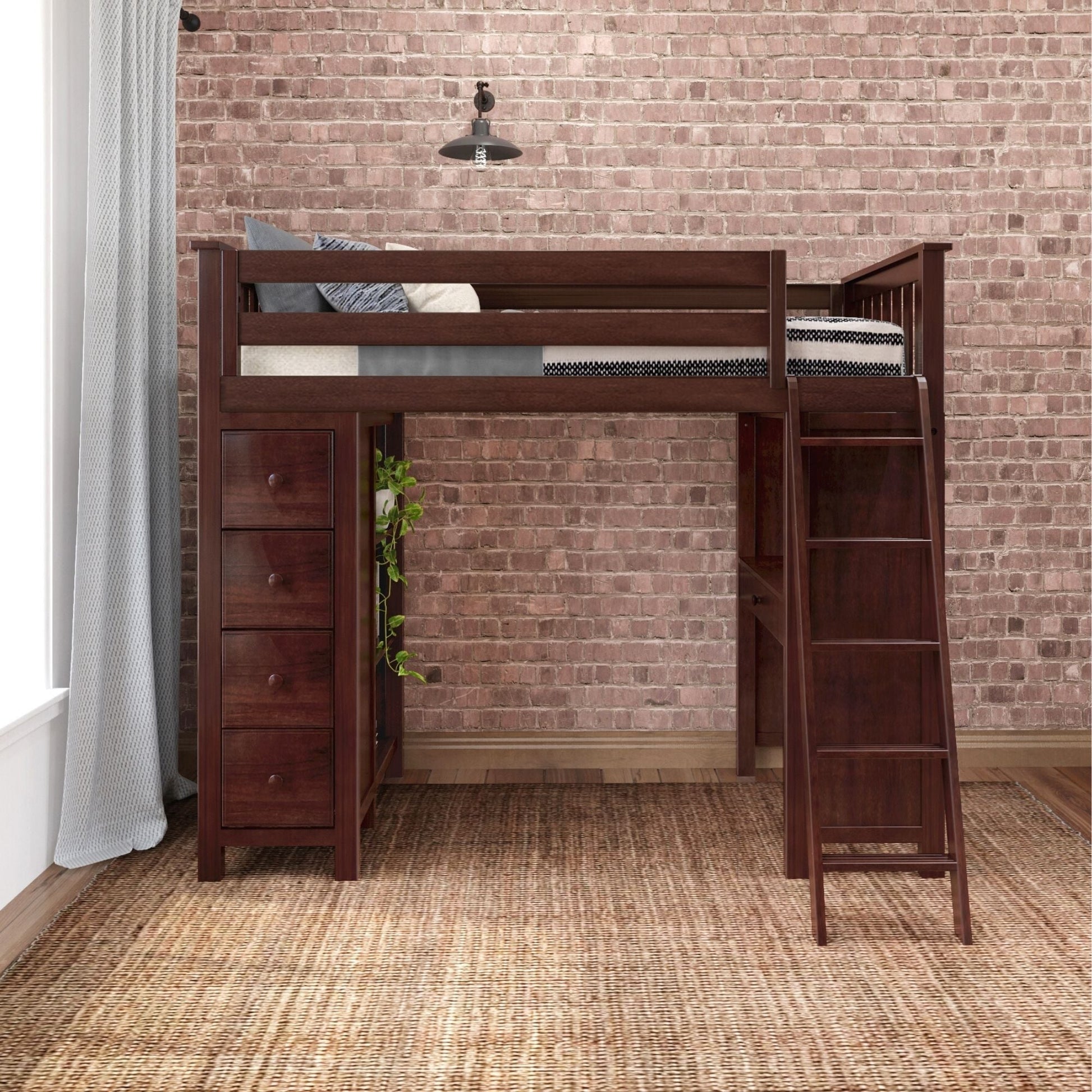 Ambire - High Loft Bed With Ladder, Desk And Storage