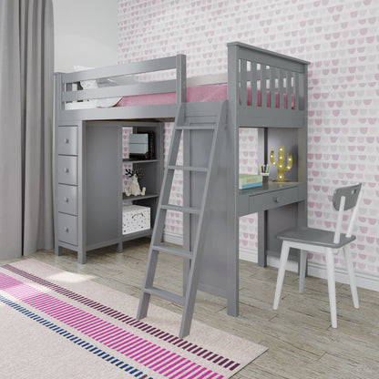 Ambire - High Loft Bed With Ladder, Desk And Storage