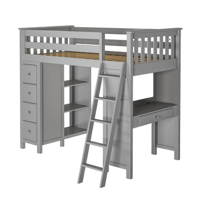 Ambire - High Loft Bed With Ladder, Desk And Storage