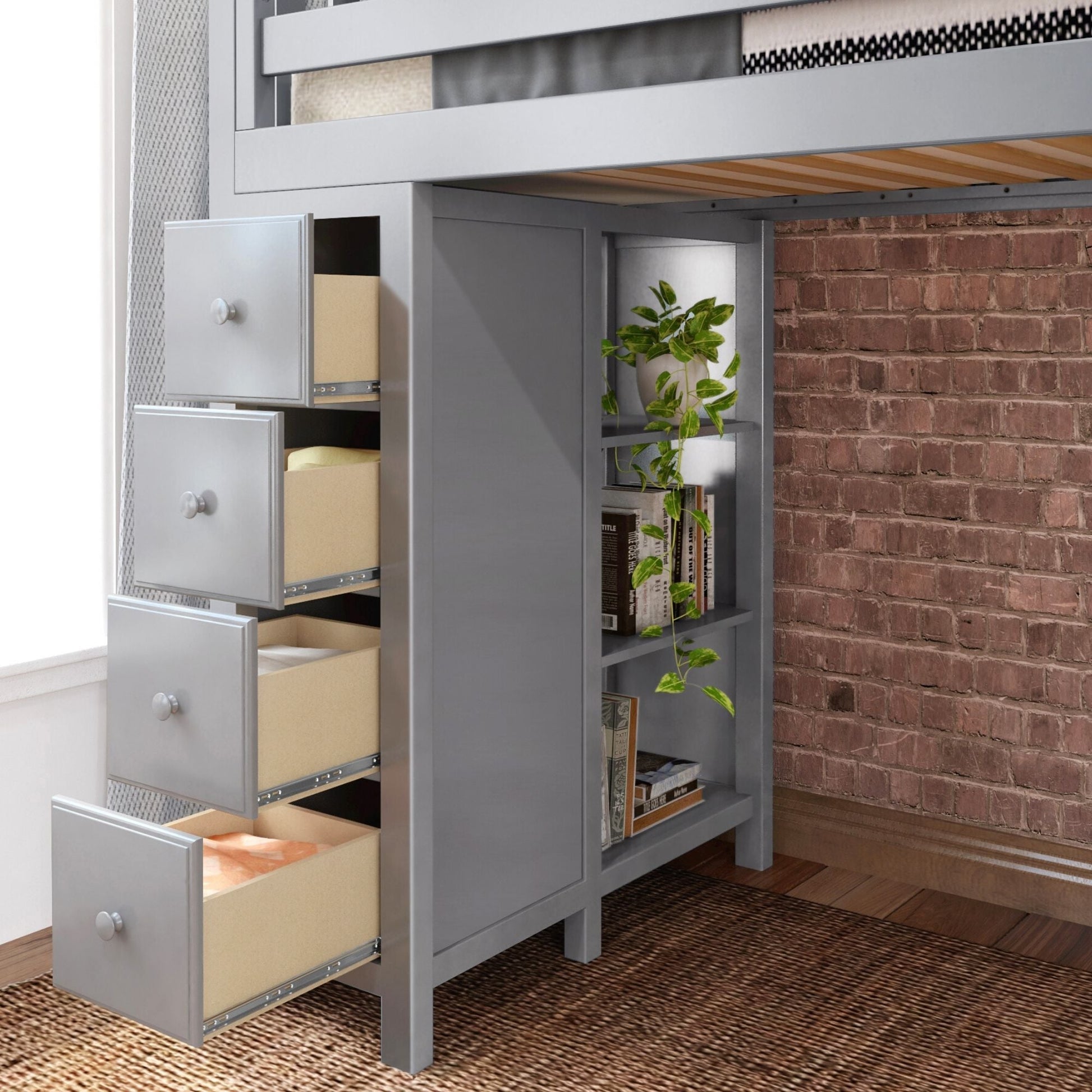 Ambire - High Loft Bed With Ladder, Desk And Storage