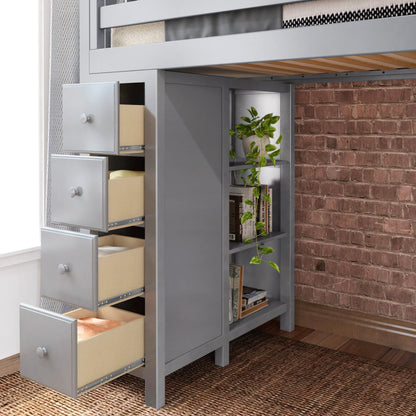 Ambire - High Loft Bed With Ladder, Desk And Storage