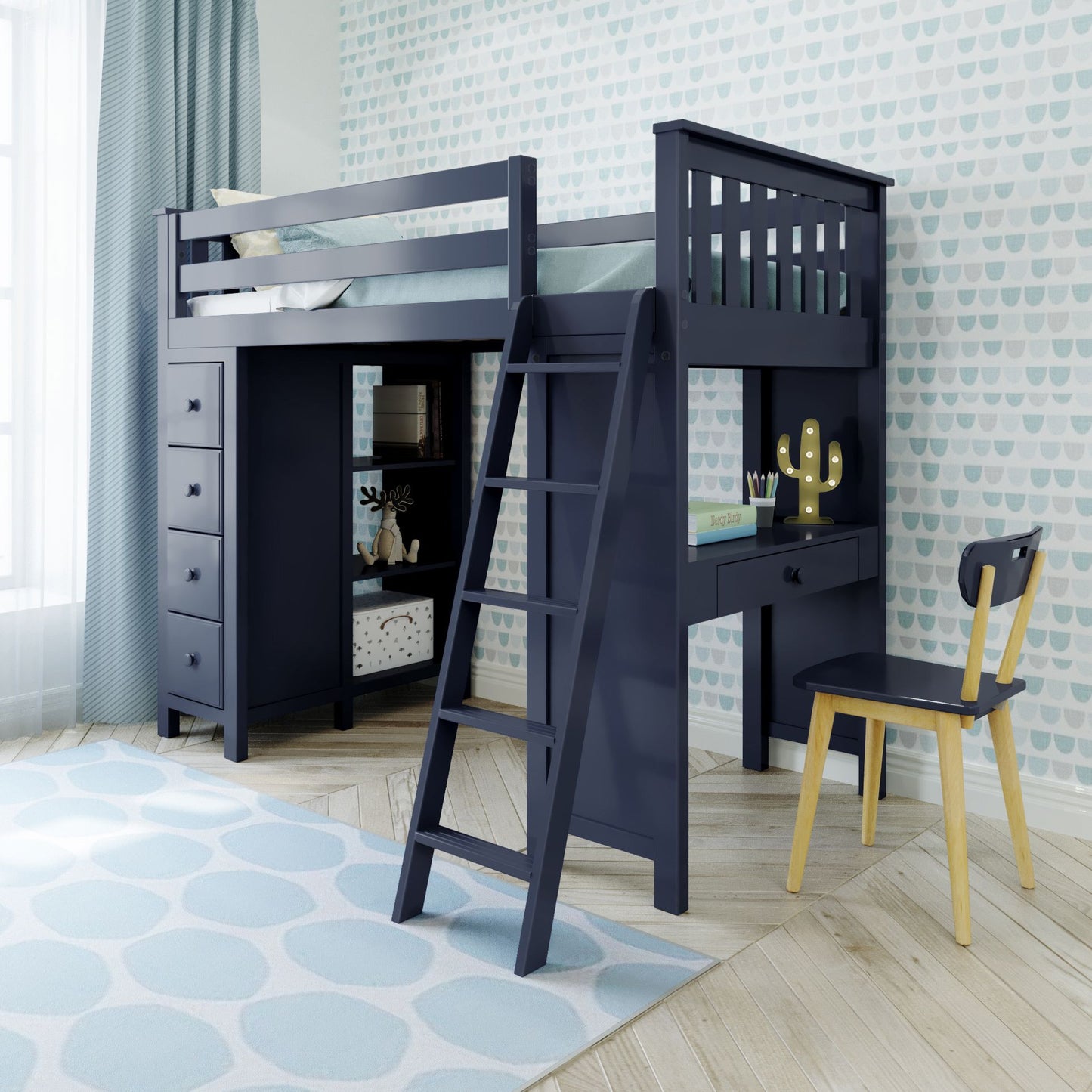 Ambire - High Loft Bed With Ladder, Desk And Storage