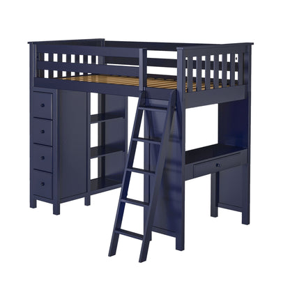 Ambire - High Loft Bed With Ladder, Desk And Storage