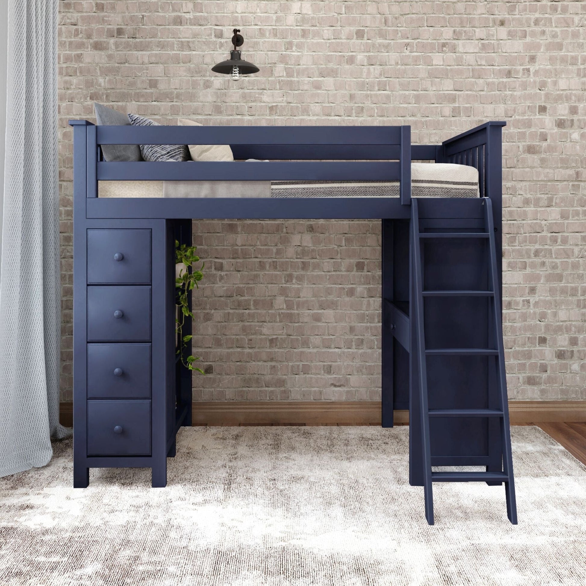 Ambire - High Loft Bed With Ladder, Desk And Storage