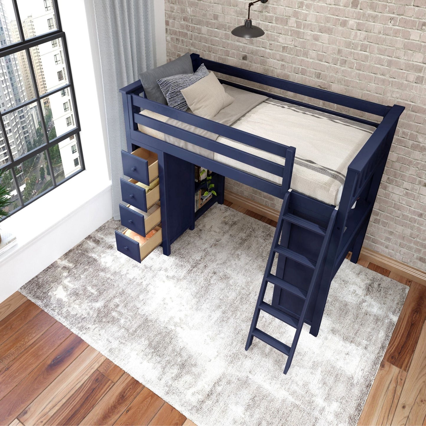 Ambire - High Loft Bed With Ladder, Desk And Storage