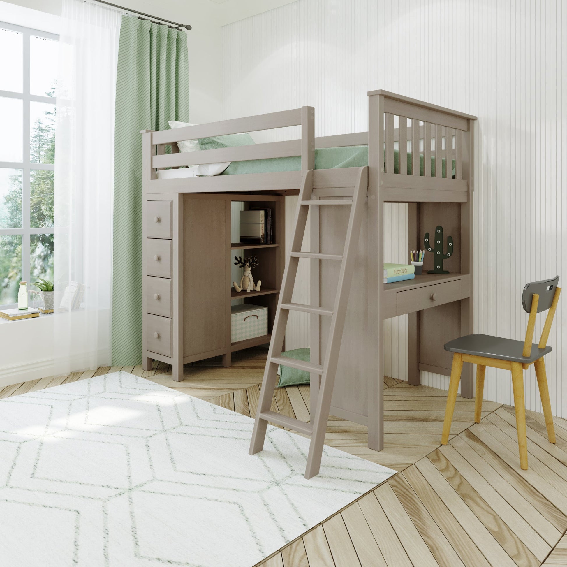 Ambire - High Loft Bed With Ladder, Desk And Storage