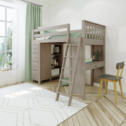 Ambire - High Loft Bed With Ladder, Desk And Storage