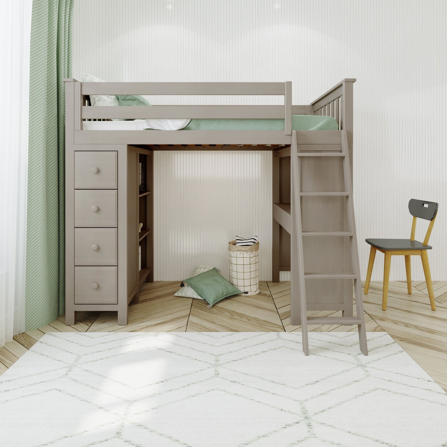 Ambire - High Loft Bed With Ladder, Desk And Storage