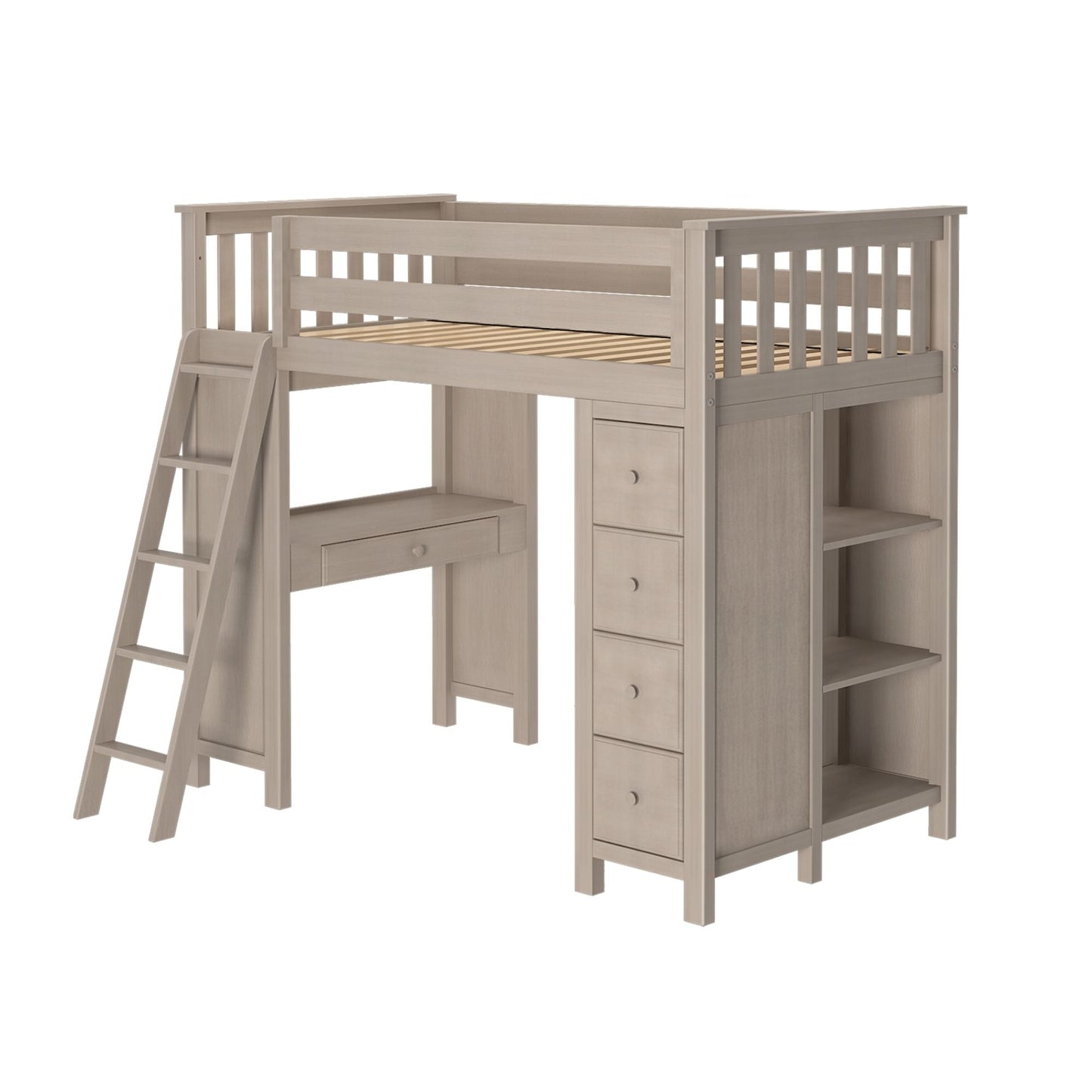 Ambire - High Loft Bed With Ladder, Desk And Storage