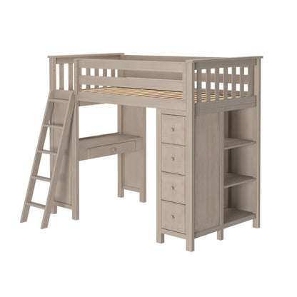 Ambire - High Loft Bed With Ladder, Desk And Storage