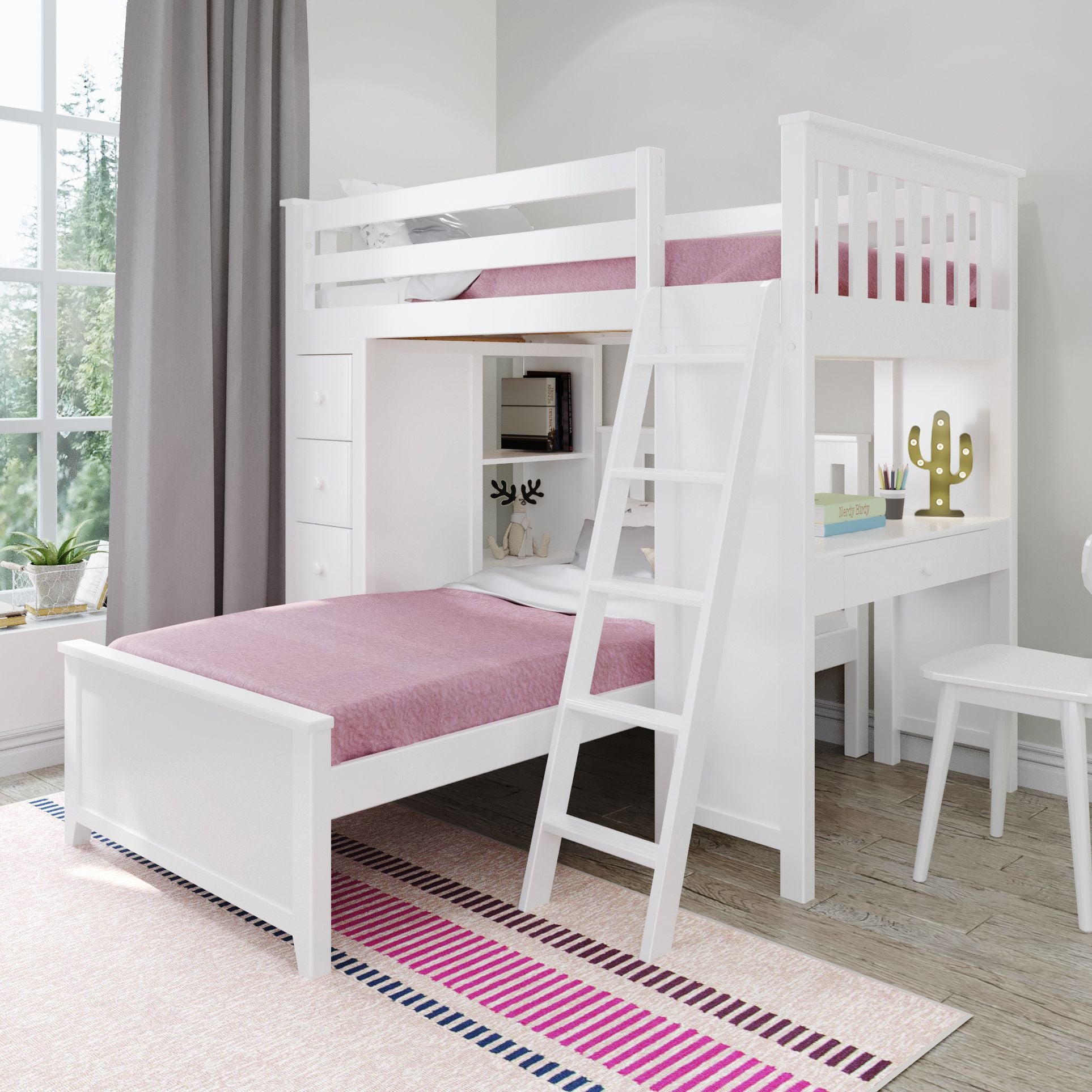 Ambire - L-Shaped Bunk Bed with Integrated Desk and Storage