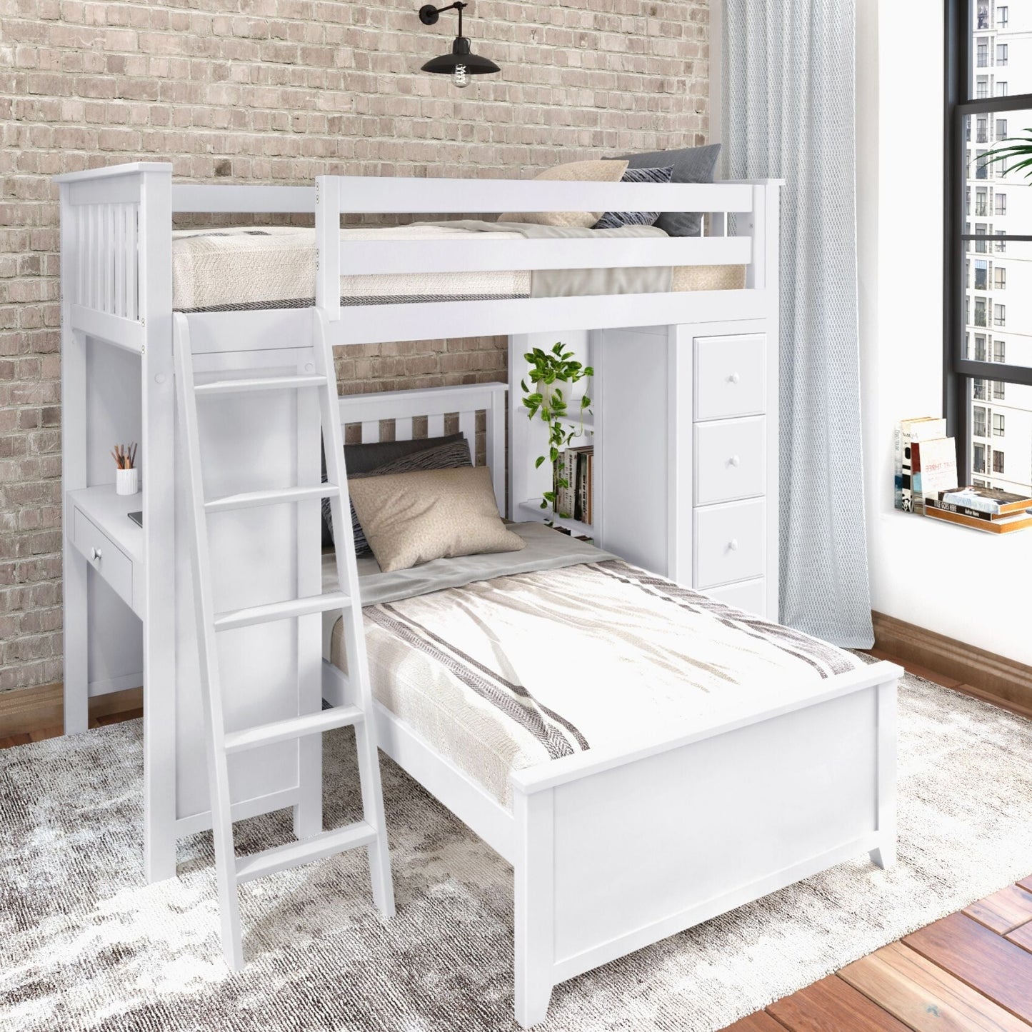Ambire - L-Shaped Bunk Bed with Integrated Desk and Storage