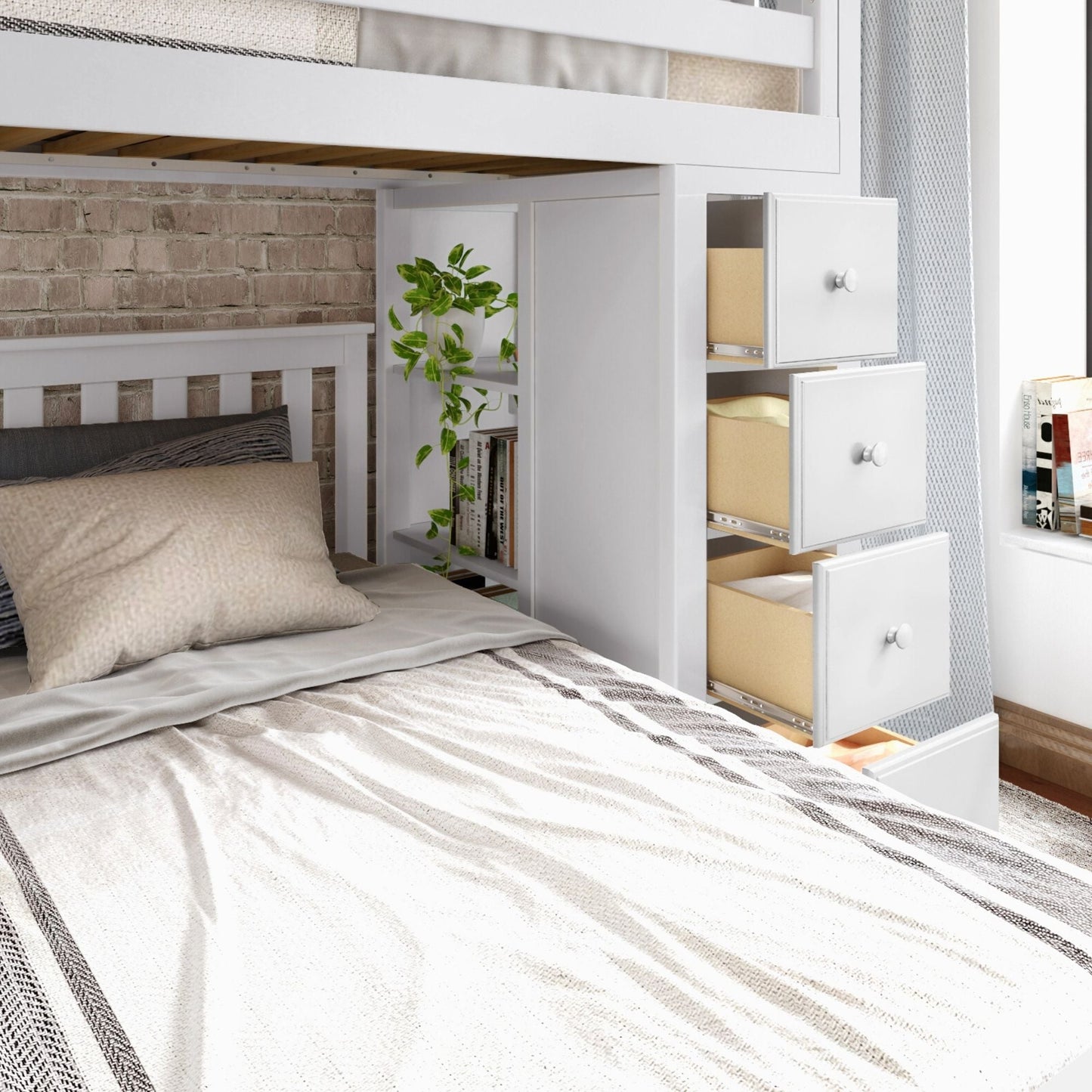 Ambire - L-Shaped Bunk Bed with Integrated Desk and Storage