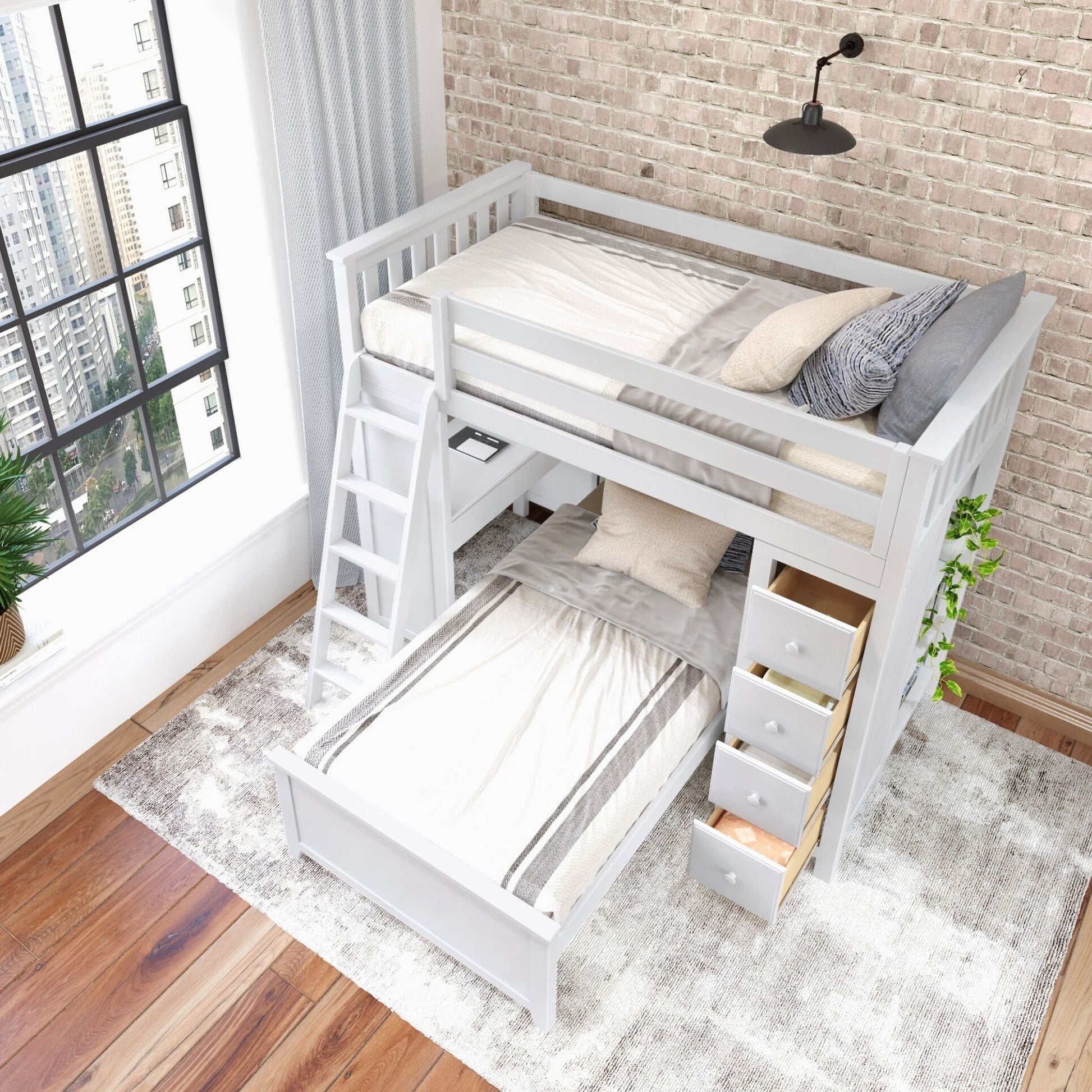 Ambire - L-Shaped Bunk Bed with Integrated Desk and Storage