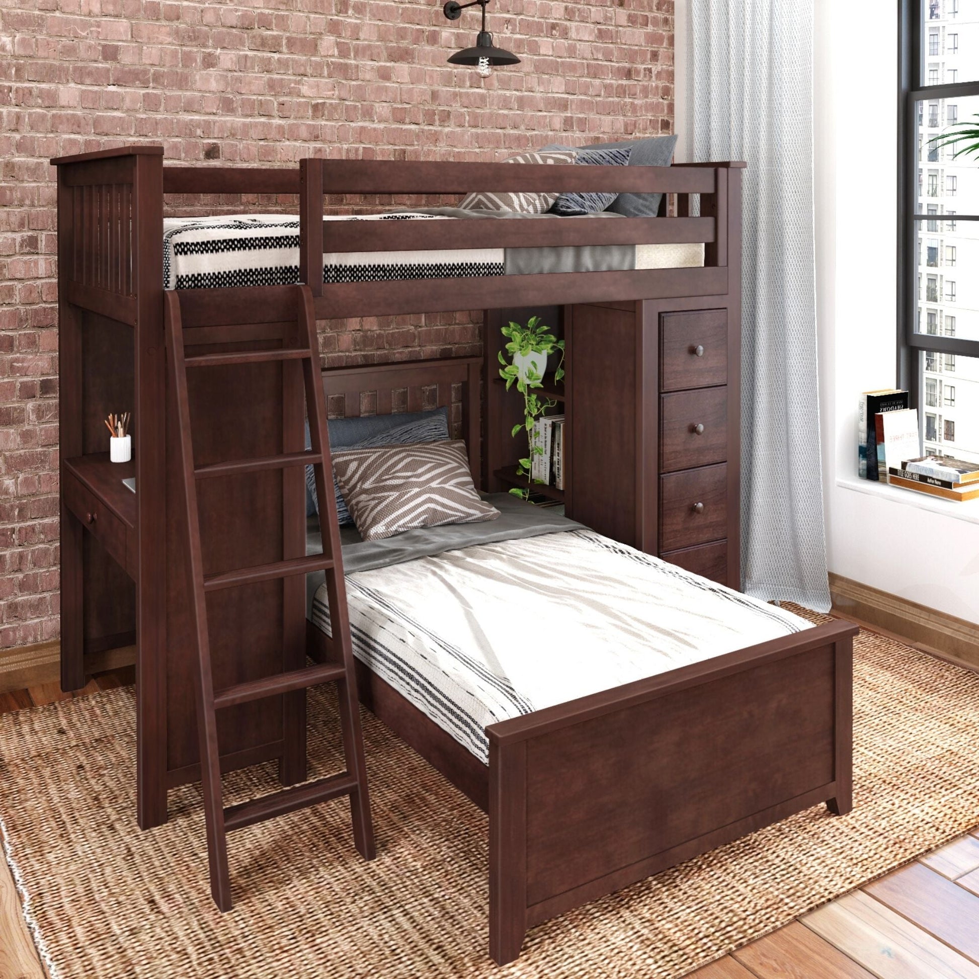 Ambire - L-Shaped Bunk Bed with Integrated Desk and Storage