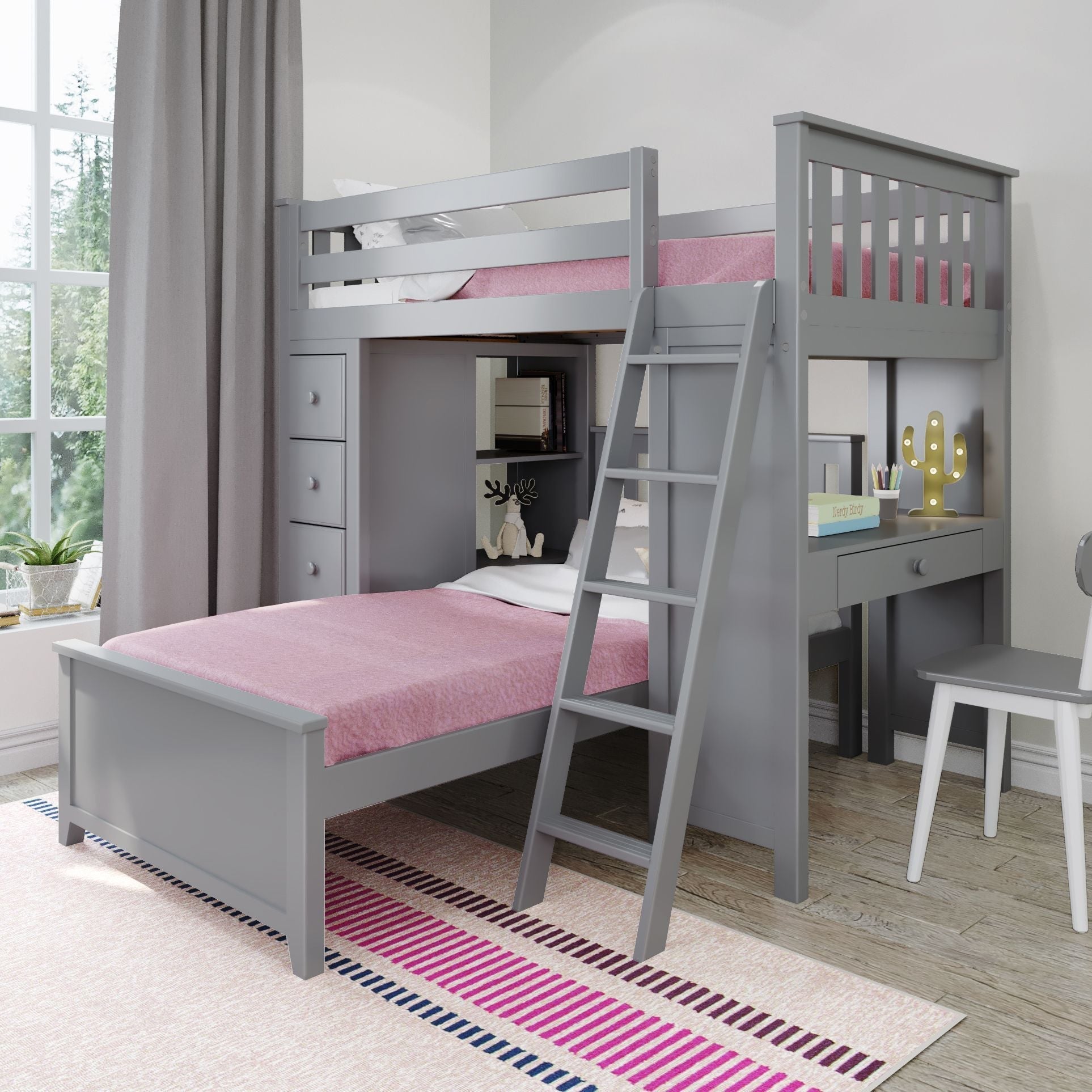 Ambire - L-Shaped Bunk Bed with Integrated Desk and Storage