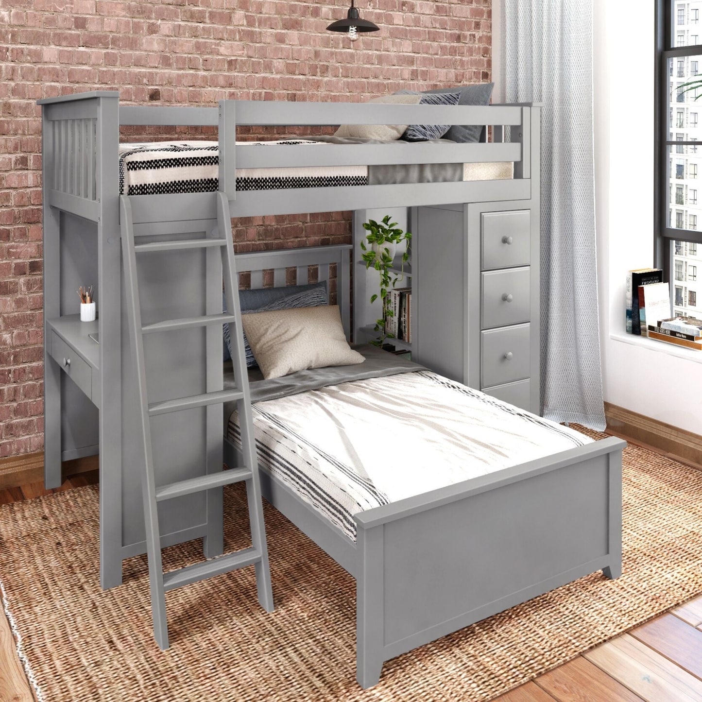 Ambire - L-Shaped Bunk Bed with Integrated Desk and Storage