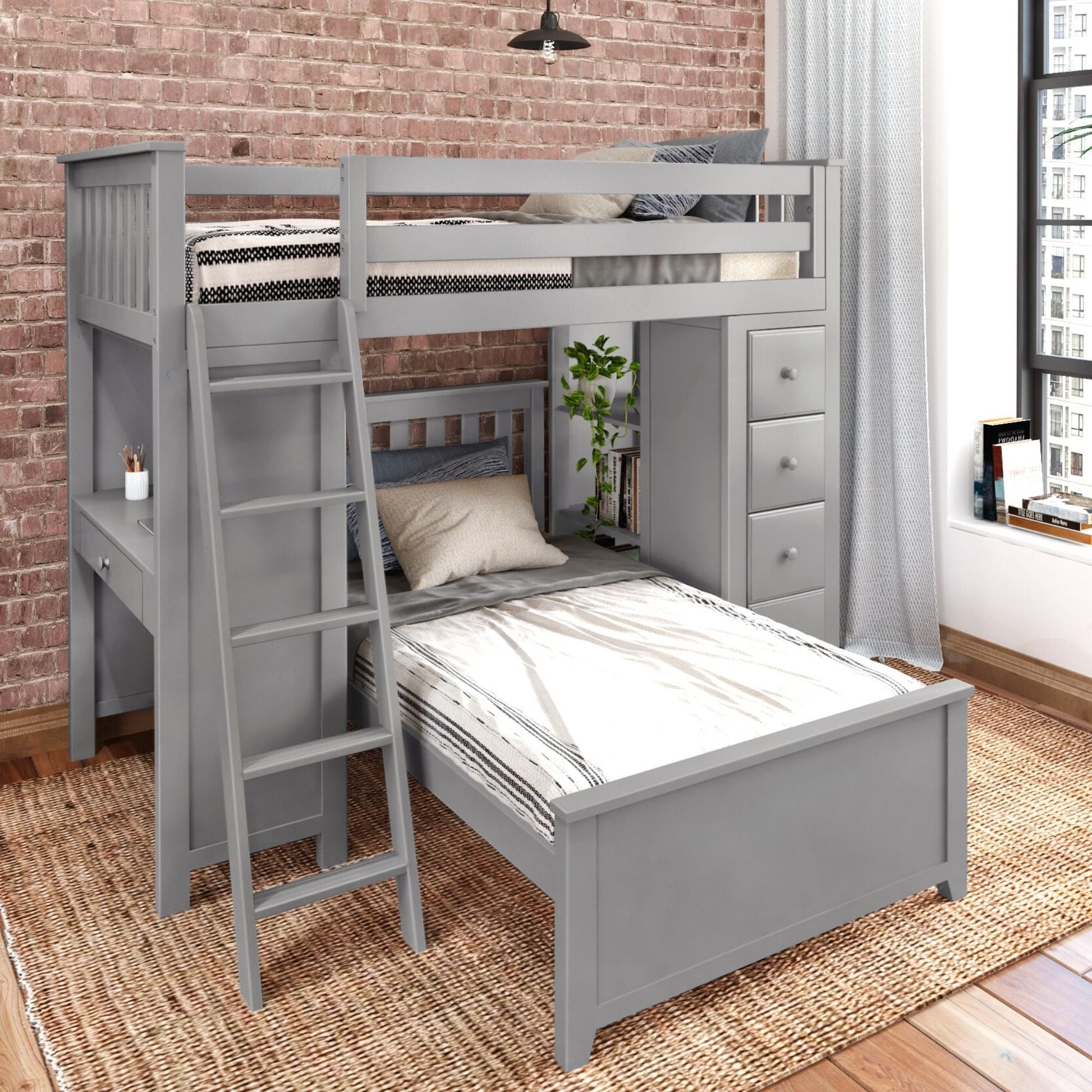 Ambire - L-Shaped Bunk Bed with Integrated Desk and Storage