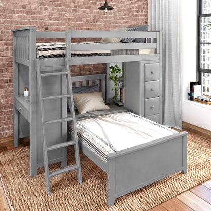 Ambire - L-Shaped Bunk Bed with Integrated Desk and Storage