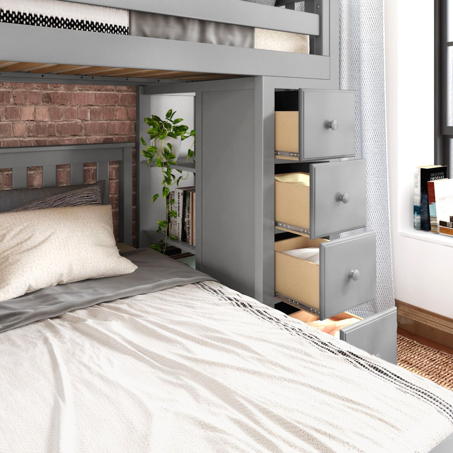 Ambire - L-Shaped Bunk Bed with Integrated Desk and Storage