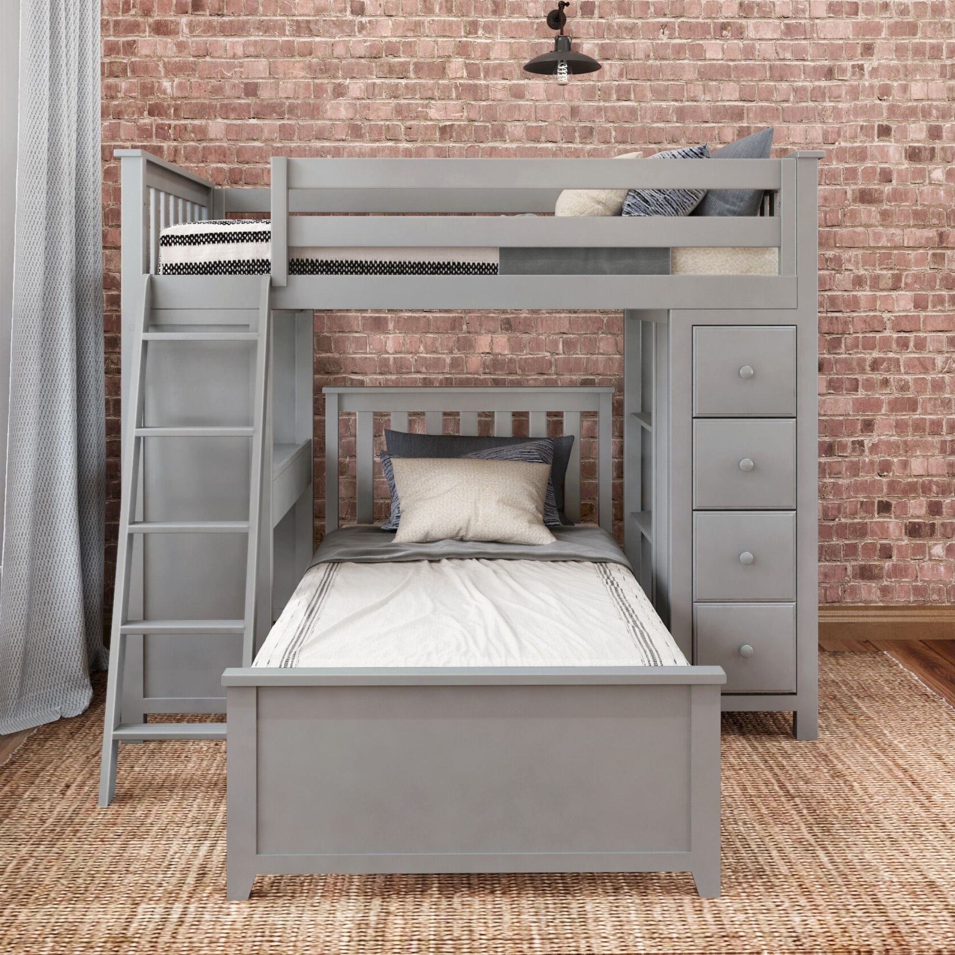 Ambire - L-Shaped Bunk Bed with Integrated Desk and Storage