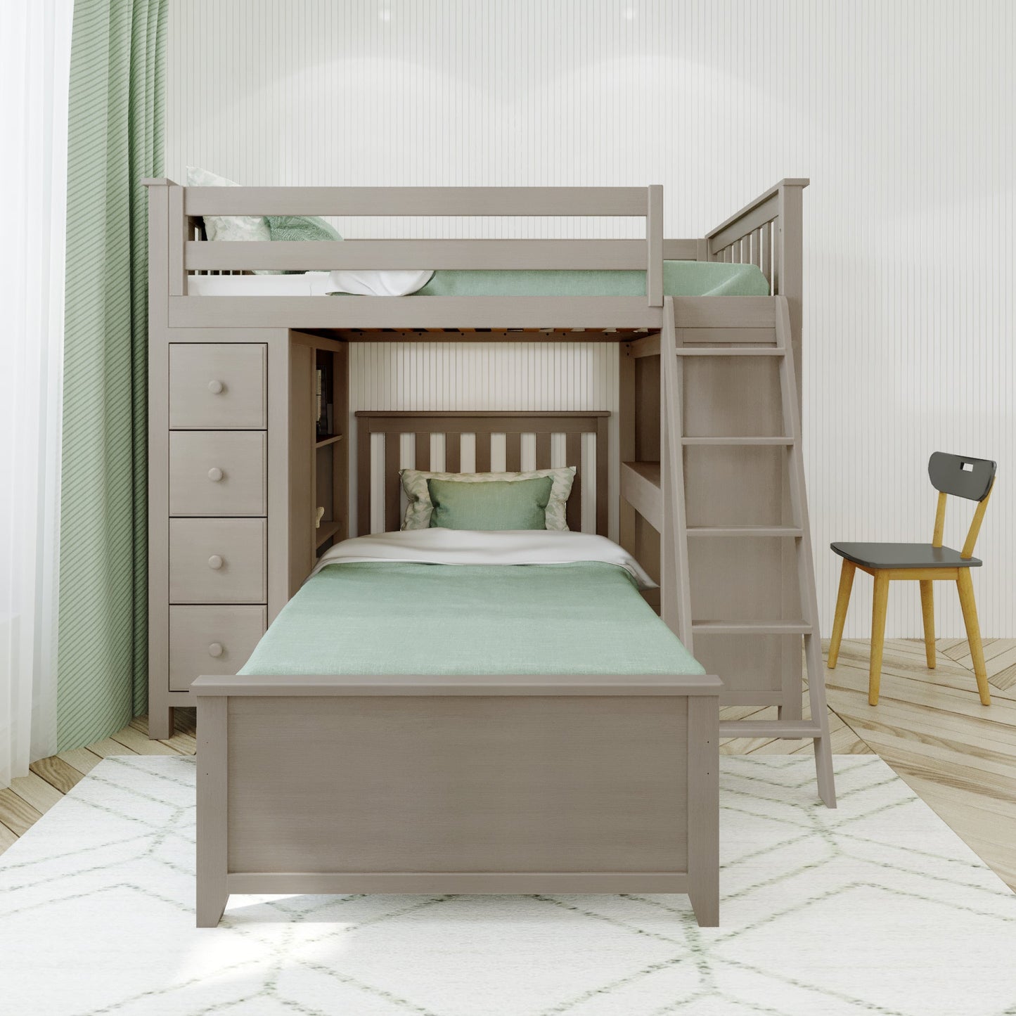 Ambire - L-Shaped Bunk Bed with Integrated Desk and Storage