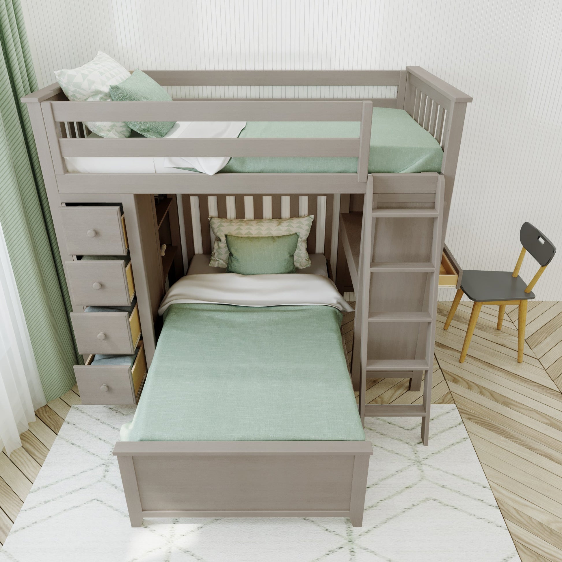 Ambire - L-Shaped Bunk Bed with Integrated Desk and Storage