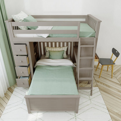 Ambire - L-Shaped Bunk Bed with Integrated Desk and Storage