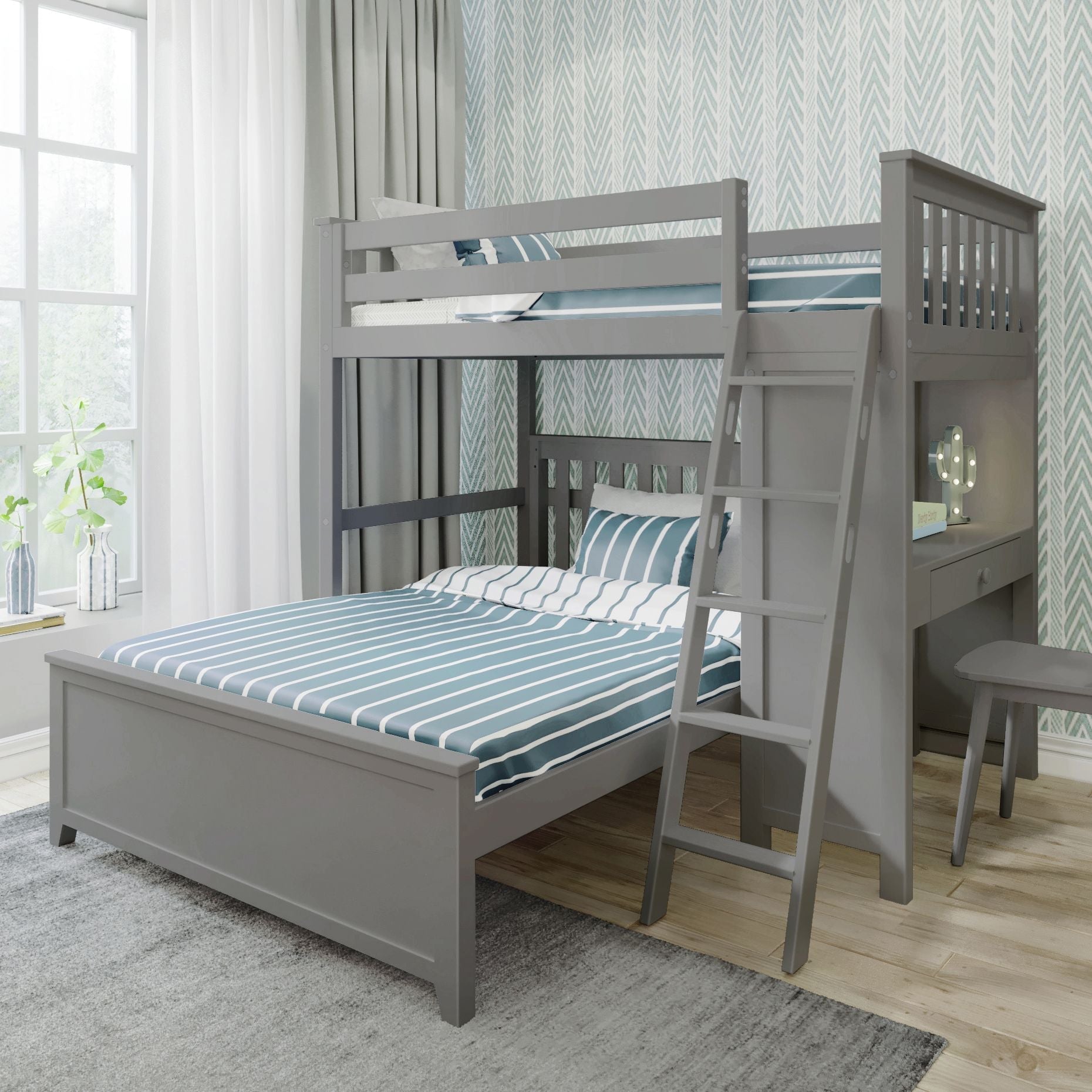 Ambire - L-Shaped Twin Over Full Bunk Bed with Desk