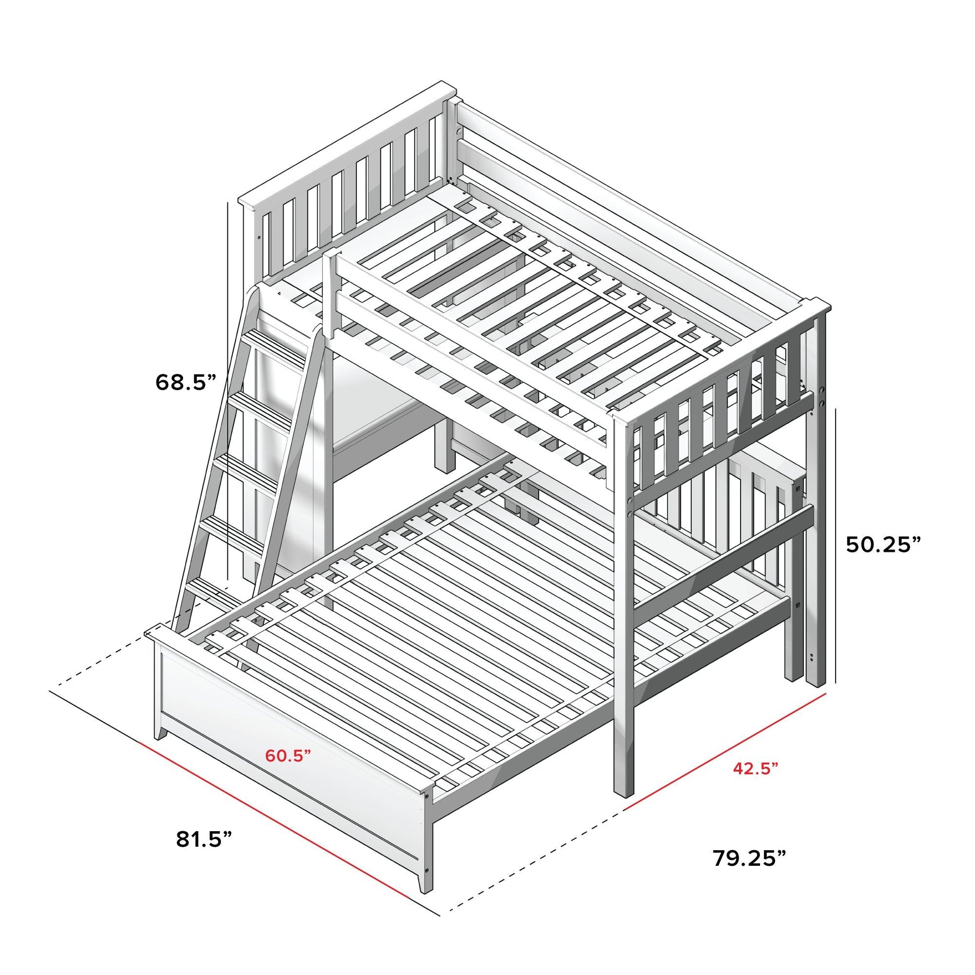 Ambire - L-Shaped Twin Over Full Bunk Bed with Desk