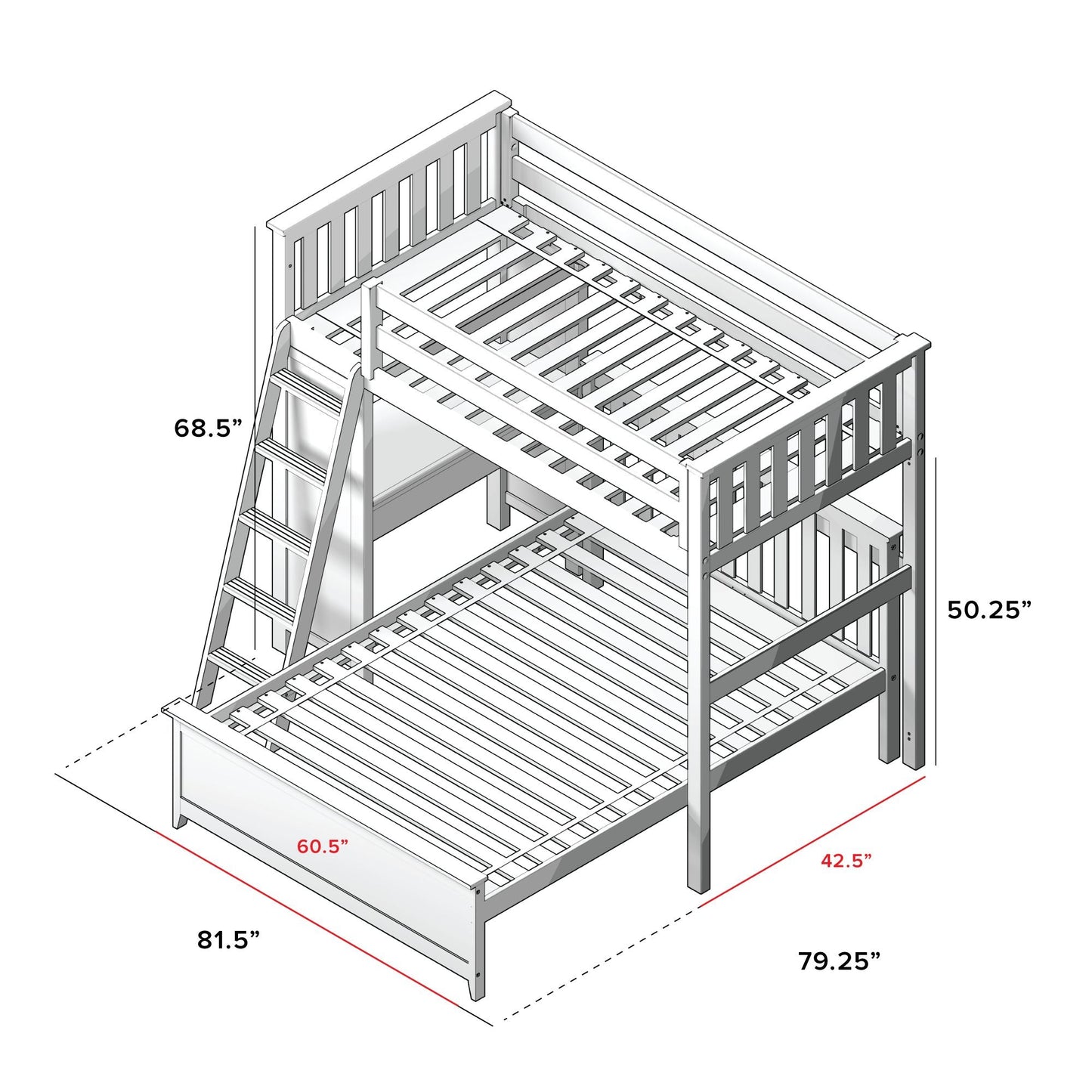 Ambire - L-Shaped Twin Over Full Bunk Bed with Desk