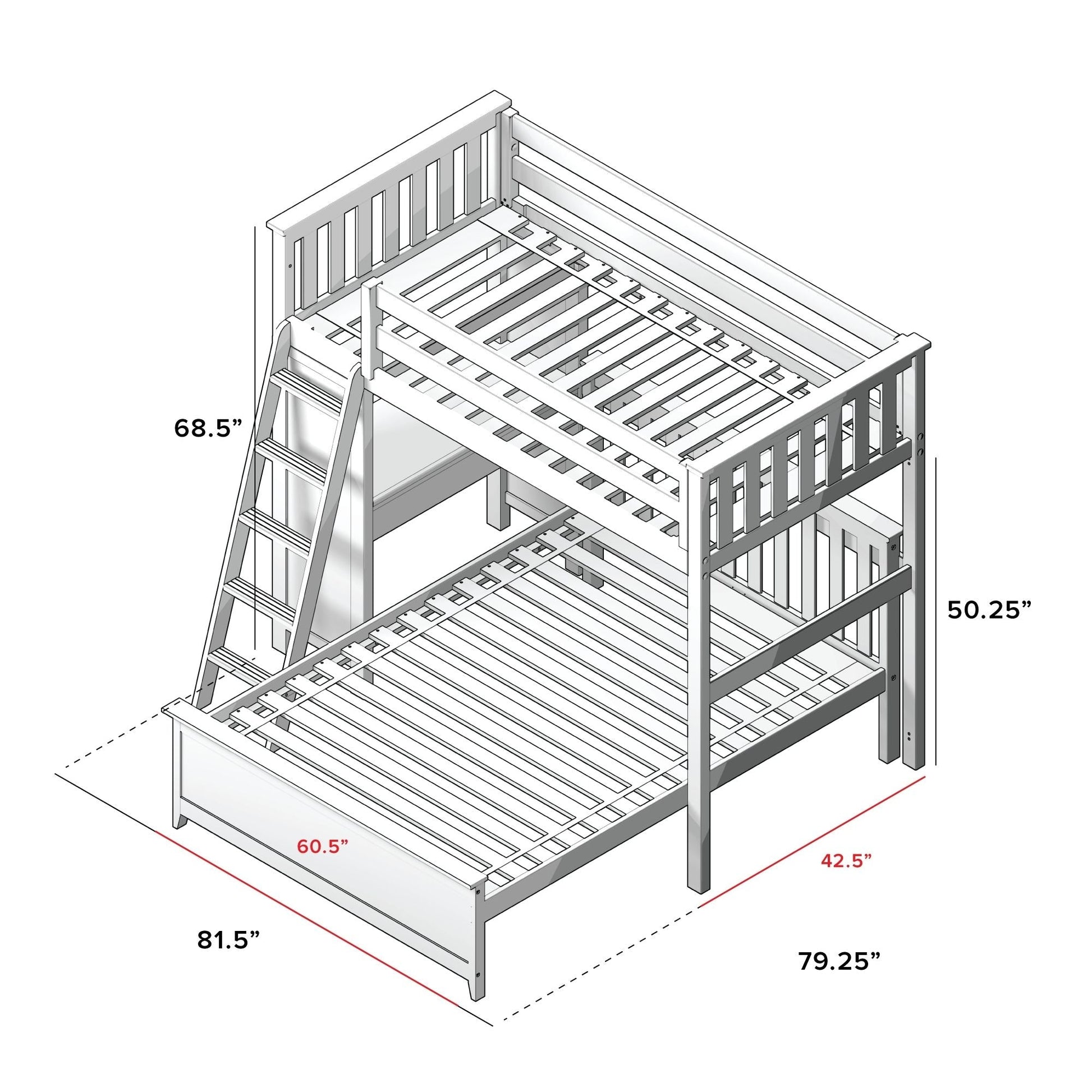 Ambire - L-Shaped Twin Over Full Bunk Bed with Desk