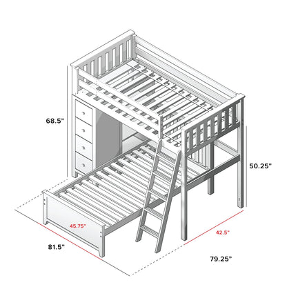 Ambire - Twin Over Twin L-Shaped Bunk Bed with Storage Tower
