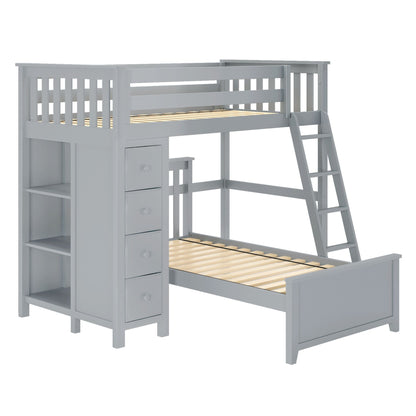 Ambire - Twin Over Twin L-Shaped Bunk Bed with Storage Tower