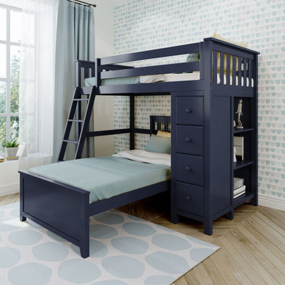 Ambire - Twin Over Twin L-Shaped Bunk Bed with Storage Tower