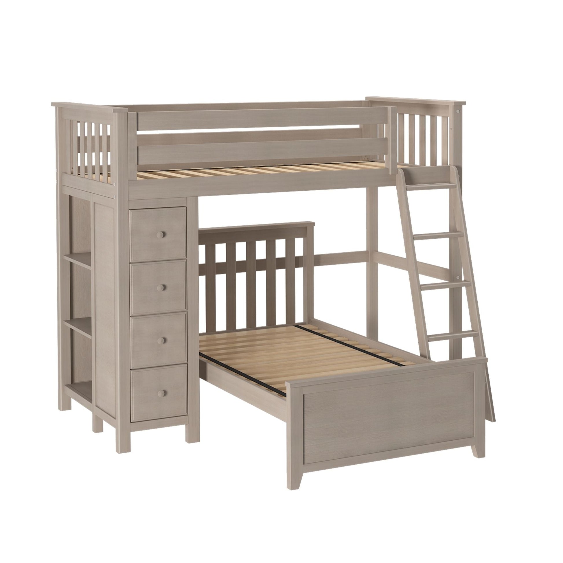 Ambire - Twin Over Twin L-Shaped Bunk Bed with Storage Tower