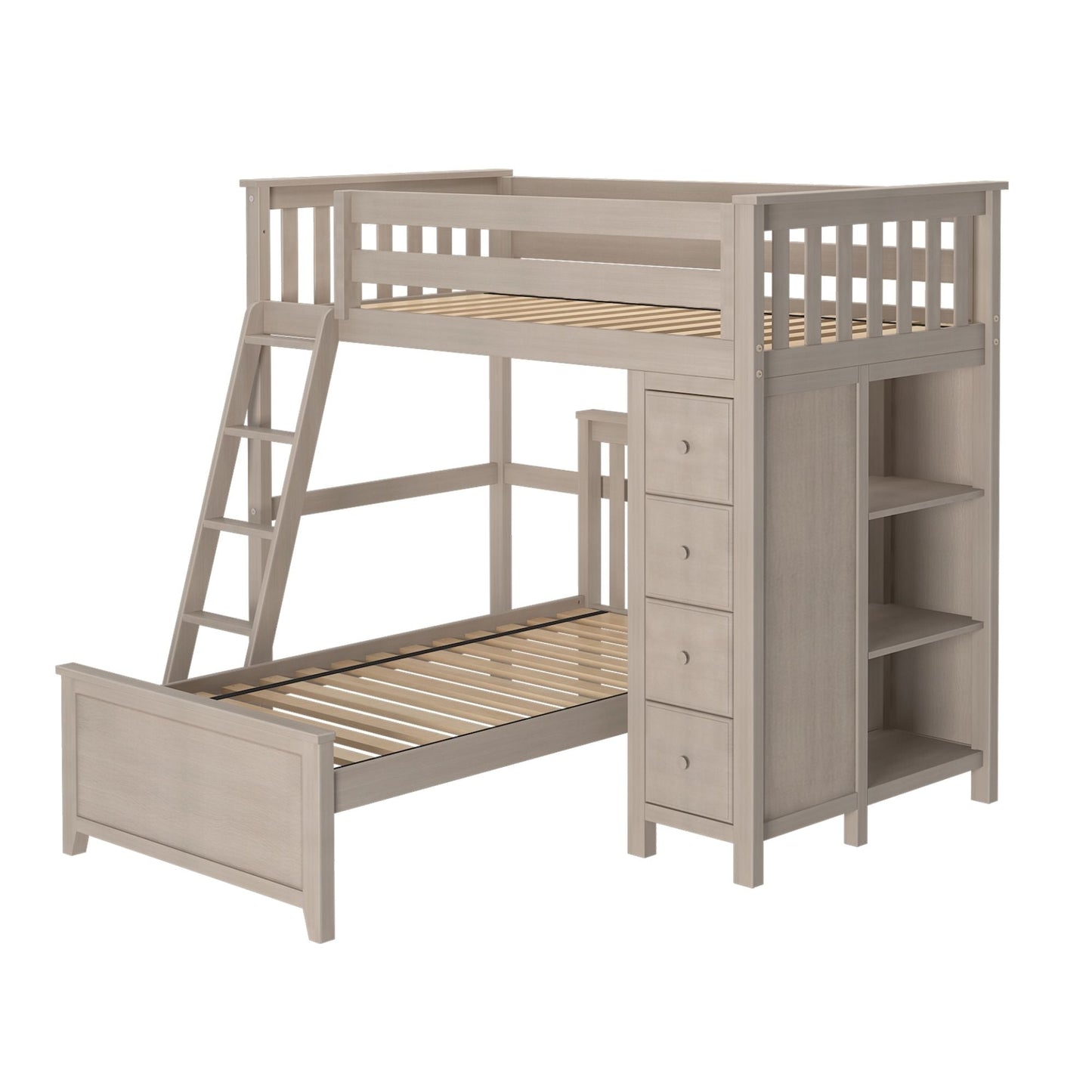 Ambire - Twin Over Twin L-Shaped Bunk Bed with Storage Tower