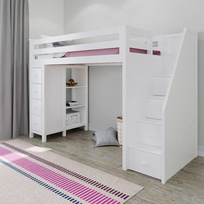 Ambire - High Loft Bed With Staircase And Storage Tower