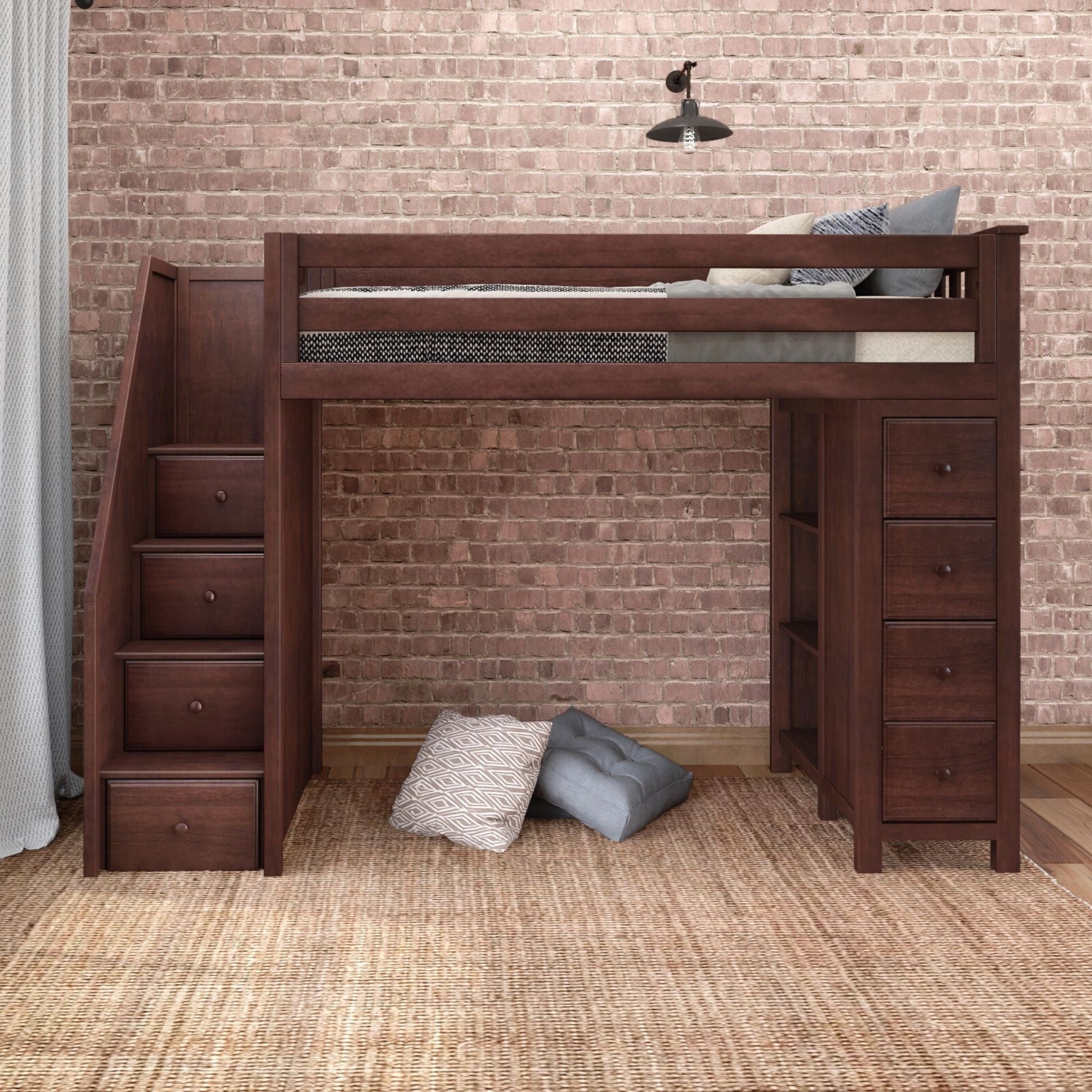 Ambire - High Loft Bed With Staircase And Storage Tower