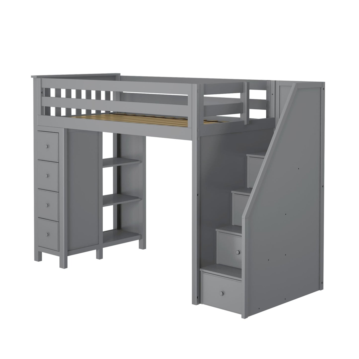 Ambire - High Loft Bed With Staircase And Storage Tower