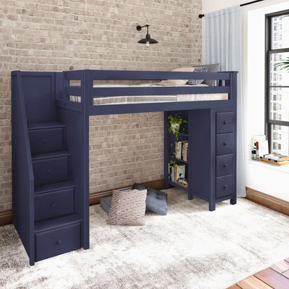 Ambire - High Loft Bed With Staircase And Storage Tower