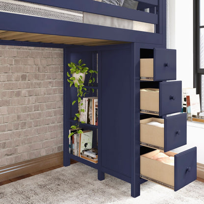 Ambire - High Loft Bed With Staircase And Storage Tower
