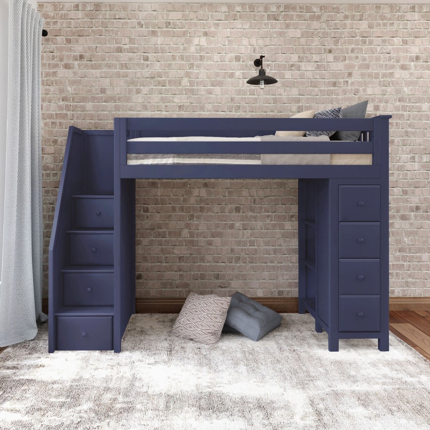 Ambire - High Loft Bed With Staircase And Storage Tower